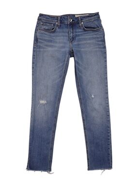 Rag & Bone Distressed Skinny Raw Hem Jeans Size 25 Medium Wash